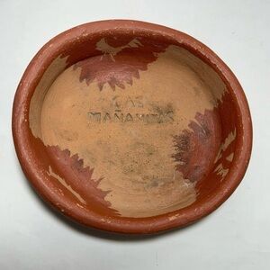 MEXICAN STUDIO POTTERY DISH BOWL LAS MANANITAS SIGNED HANDMADE SCULPTED Rare Old